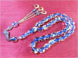 ALTIN VaRaKLı 33 LüK EPOKSİ TESBİH.......MAVİ 11x13,5mm