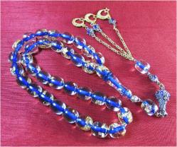 ALTIN VaRaKLı 33 LüK EPOKSİ TESBİH.......MAVİ 11x13,5mm