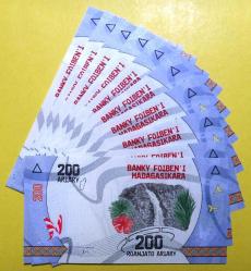 MADAGASKAR=2017  200 Ariary   P-98  ÇİL' 10 Adet!
