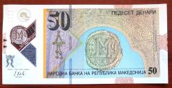 MAKEDONYA=2018  50 Denar  P-26   UNC-ÇİL'  POLYMER 10 Adet!