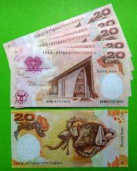 PAPUA YENİ GİNE=2008  20 Kina    P-36  ÇİL'   Commemorative POLYMER 5 Adet!