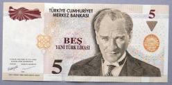 TÜRKİYE=2005  5 YTL  P-217     8.Emisyon 1.Tertip  ÇİL'