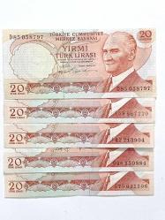 6.Emisyon 20 Türk Lirası Koleksiyon Kağıt Para . Hobi Para. Hatıra Para. Eski Para.