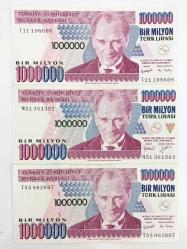 7. Emisyon 1.000.000 Türk Lirası Koleksiyon Kağıt Para . Hobi Para. Hatıra Para. Eski Para.