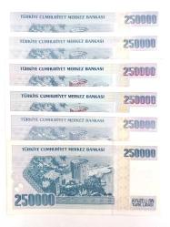 7. Emisyon 250.000 Türk Lirası Koleksiyon Kağıt Para . Hobi Para. Hatıra Para. Eski Para.