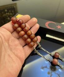 RENK ALMIŞ İRİ TANELİ ORJİNAL SIKMA KEHRİBAR TESBİH ZAZA TESBİHİ