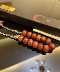 RENK ALMIŞ İRİ TANELİ ORJİNAL SIKMA KEHRİBAR TESBİH ZAZA TESBİHİ