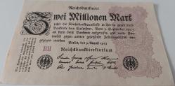1923 ALMANYA 2 MİLYON MARK REİCH DÖNEMİ BERLİN ORİJİNAL HİPERENFLASYON KAĞIT PARASI BH ÇOK NADİR
