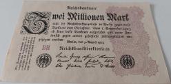 1923 ALMANYA 2 MİLYON MARK REİCH DÖNEMİ BERLİN ORİJİNAL HİPERENFLASYON KAĞIT PARASI BH ÇOK NADİR