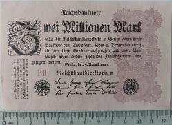 1923 ALMANYA 2 MİLYON MARK REİCH DÖNEMİ BERLİN ORİJİNAL HİPERENFLASYON KAĞIT PARASI BH ÇOK NADİR