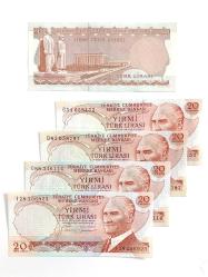 6. Emisyon 20 Türk Lirası Eski Kağıt Para. Koleksiyon Para. Hatıra Para
