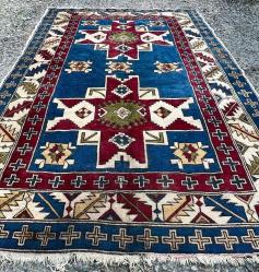 El Dokuma Anadolu Eski Büyük Boy Haç Süslemeli Antika Halı (153x250cm)