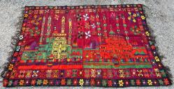 El Dokuma Anadolu Eski Antika Cami Görselli Duvar Halı Kilim (173x303cm)