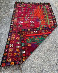 El Dokuma Anadolu Eski Antika Cami Görselli Duvar Halı Kilim (173x303cm)