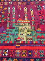 El Dokuma Anadolu Eski Antika Cami Görselli Duvar Halı Kilim (173x303cm)
