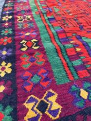 El Dokuma Anadolu Eski Antika Cami Görselli Duvar Halı Kilim (173x303cm)