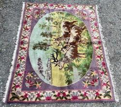 El Dokuma Anadolu Eski Antika Geyik Görselli Duvar Halı Kilim (122x65.5cm)