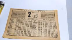 KLS9-- 2 NİSAN 1978 TAKVİM YAPRAĞI
