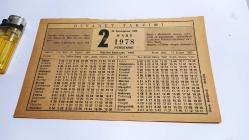 KLS9-- 2 MART 1978 TAKVİM YAPRAĞI