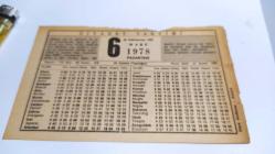 KLS9-- 6 MART 1978 TAKVİM YAPRAĞI