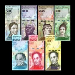 VENEZUELA (2017) - 500, 1.000, 2.000, 5.000, 10.000, 20.000, 100.000 Bolivares (ÇİL 10/10)