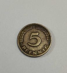Efemera - 1950 - F Almanya 5 pfennig madeni para ÇT - kitantik - kitaLog
