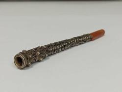 Antika Muazzam Usta İşçilikli Osmanlı Telkari Gümüş Ağızlık