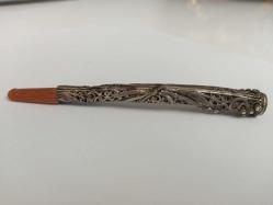 Antika Muazzam Usta İşçilikli Osmanlı Telkari Gümüş Ağızlık