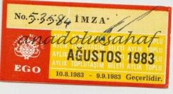 Ankara Belediyesi EGO Aylık Toplu Taşım Bileti [Abonman], Ağustos 1983