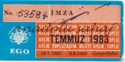 Ankara Belediyesi EGO Aylık Toplu Taşım Bileti [Abonman], Temmuz 1983