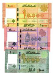 Lübnan Ülkesi 1000/5000/10000 Livres Yabancı Kağıt Parası Set - ÇİL