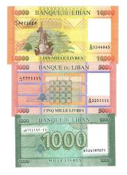 Lübnan Ülkesi 1000/5000/10000 Livres Yabancı Kağıt Parası Set - ÇİL