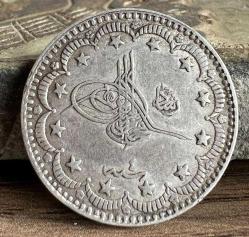 Efemera - Sultan Mehmed Reşad Gümüş 5 Kuruş Hicri 1327/4 Orjinal Osmanlı Parası - ÇA+ - kitantik - kitaLog