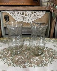 Antika - Köy işi üfleme cam eski ince bardaklar - kitantik - kitaLog