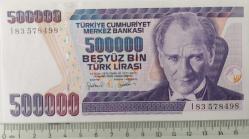 7.EMİSYON 4.TERTİP 500.000 TL TÜRK LİRASI I83578498 SERİ NUMARALI KAĞIT PARA NADİRİ DESTE ÇİLİ