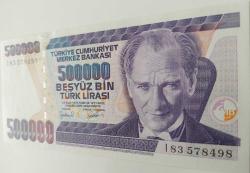 7.EMİSYON 4.TERTİP 500.000 TL TÜRK LİRASI I83578498 SERİ NUMARALI KAĞIT PARA NADİRİ DESTE ÇİLİ