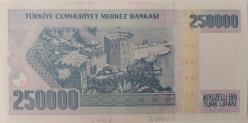 7.EMİSYON 3.TERTİP 250.000 TÜRK LİRASI I53057941 SERİ NUMARALI KAĞIT PARADIR ÇİL