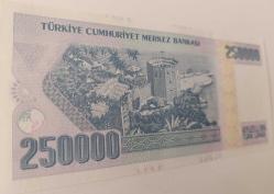 7.EMİSYON 3.TERTİP 250.000 TÜRK LİRASI I53057941 SERİ NUMARALI KAĞIT PARADIR ÇİL