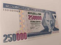 7.EMİSYON 3.TERTİP 250.000 TÜRK LİRASI I53057941 SERİ NUMARALI KAĞIT PARADIR ÇİL