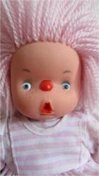 1980'LERDEN ABC DAMGALI VİNTAGE OYUNCAK BEBEK PEMBE SAÇLI 30 CM