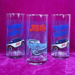 VINTAGE KLASİK OTOMOBİL RESİMLİ 3 ADET PEPSI-COLA BARDAK