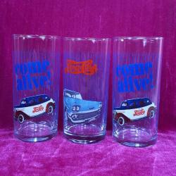 VINTAGE KLASİK OTOMOBİL RESİMLİ 3 ADET PEPSI-COLA BARDAK