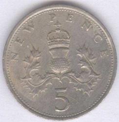 5 NEW PENCE 1969/ UNITED KINGDOM /BİRLEŞİK KIRALLIK/İNGİLTERE /ÇÇT UK5P6901
