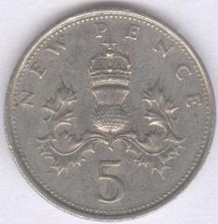 5 NEW PENCE 1971/ UNITED KINGDOM /BİRLEŞİK KIRALLIK/İNGİLTERE /ÇÇT UK5P7101