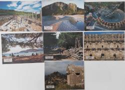 ORTA DÖNEM ANTALYADA ANTİK YERLER;SİMENA-SİDE-OLYMPOS-PERGE-ASPENDOS-PHASELİS-PHASELİS ORİJİNAL KARTPOSTAL SETİ 7 ADET NADİRDİR