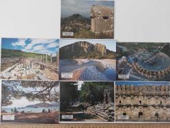 ORTA DÖNEM ANTALYADA ANTİK YERLER;SİMENA-SİDE-OLYMPOS-PERGE-ASPENDOS-PHASELİS-PHASELİS ORİJİNAL KARTPOSTAL SETİ 7 ADET NADİRDİR