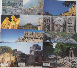 ORTA DÖNEM ANTALYADA ANTİK YERLER;PHASELİS-DİNİ YAPI ALANYA-SURLAR ALANYA-SİDE-ASPENDOS-TERMESSOS-DEMRE-SİMENA-HADRİAN KAPISI-KALEİÇİ-MYRA-PERGE ORİJİNAL KARTPOSTAL SETİ 12 ADET NADİRDİR