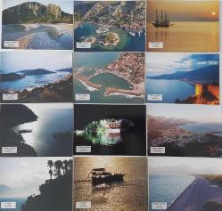 ORTA DÖNEM ANTALYADA ANTİK YERLER;ALANYA KALE-SİDE-SİMENA-OLYMPOS-KONYAALTI-KEMER-SİDE-KAŞ-ANTALYA-ANTALYA-ALTINBEŞİK-ADRASAN ORİJİNAL KARTPOSTAL SETİ 12 ADET NADİRDİR