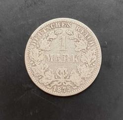 1875 (A)   ALMANYA İMPARATORLUK GÜMÜŞ 1 MARK Ç. T (+)