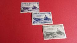 3.ADET- TÜRKİYE  POSTALARI- MISSOURI ZIRHLISININ İSTANBUL ZİYARETİ  5. NİSAN- 1946.